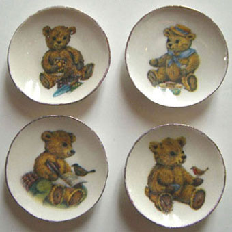 Dollhouse Miniature Bear Plate 4Pcs.